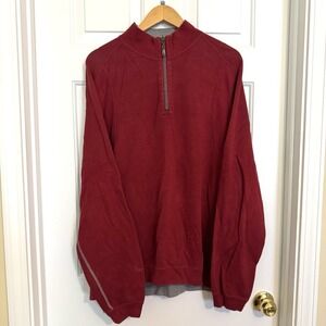 Tommy Bahama Relaxed 100% Cotton 1/4‎ Zip Pullover Sweatshirt Style Adult L  Red